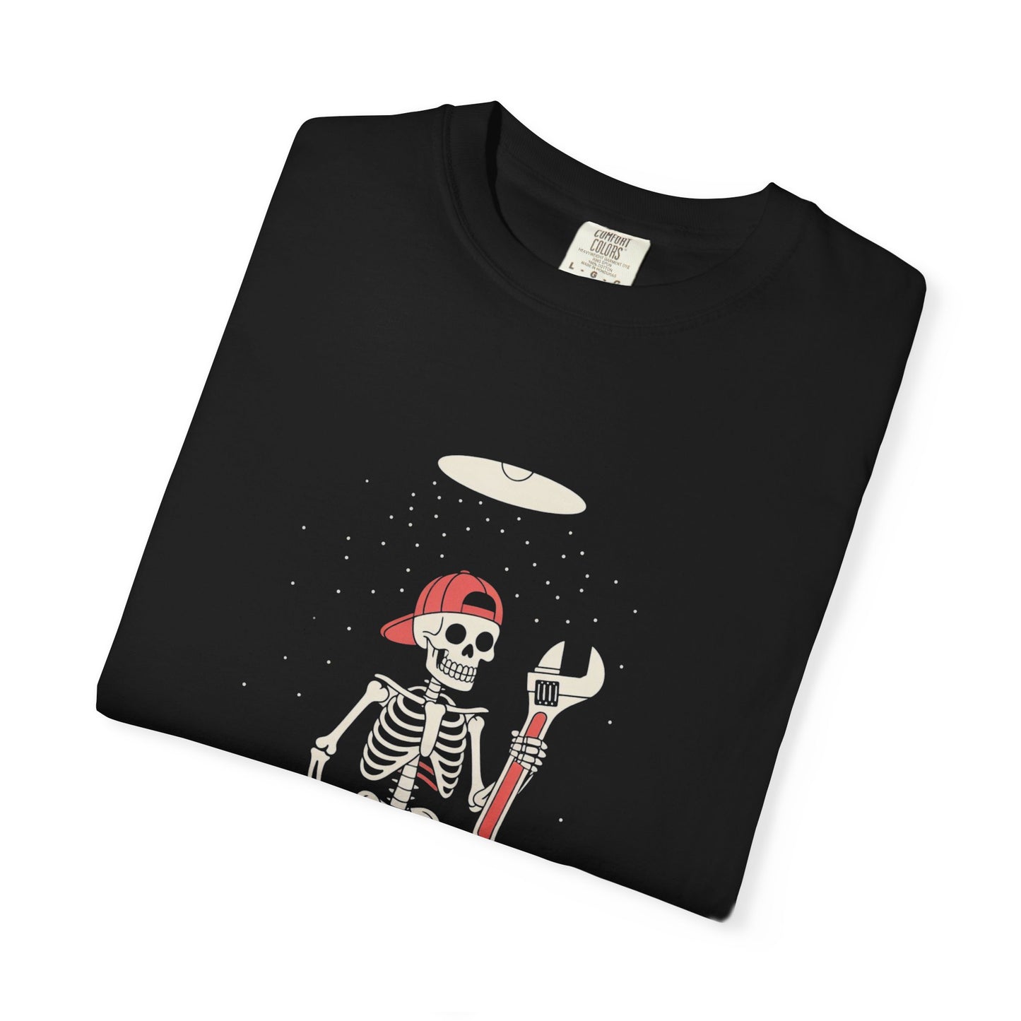 UFO Mechanic Skeleton Tee – Alien Abduction Fixer Shirt