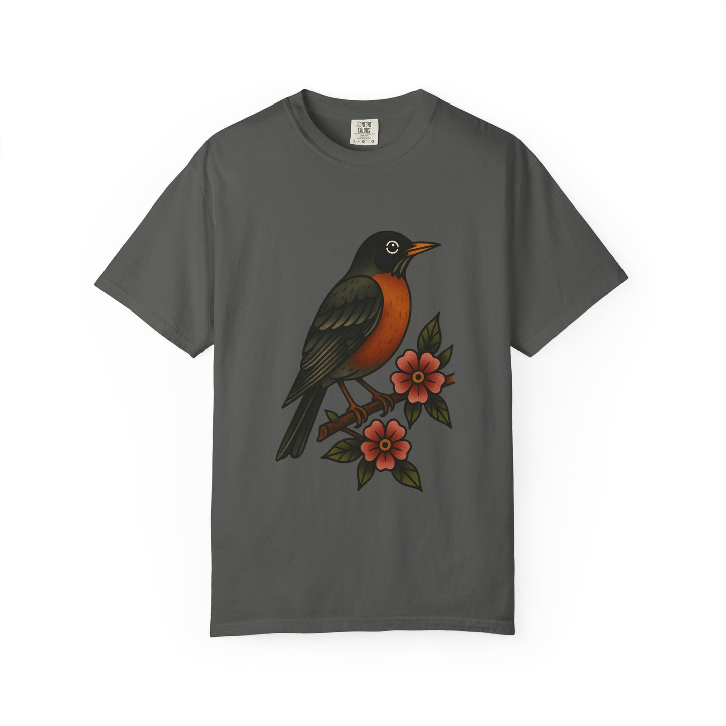 Robin & Wildflower Tattoo Tee – Comfort Colors Unisex Garment-Dyed T-Shirt
