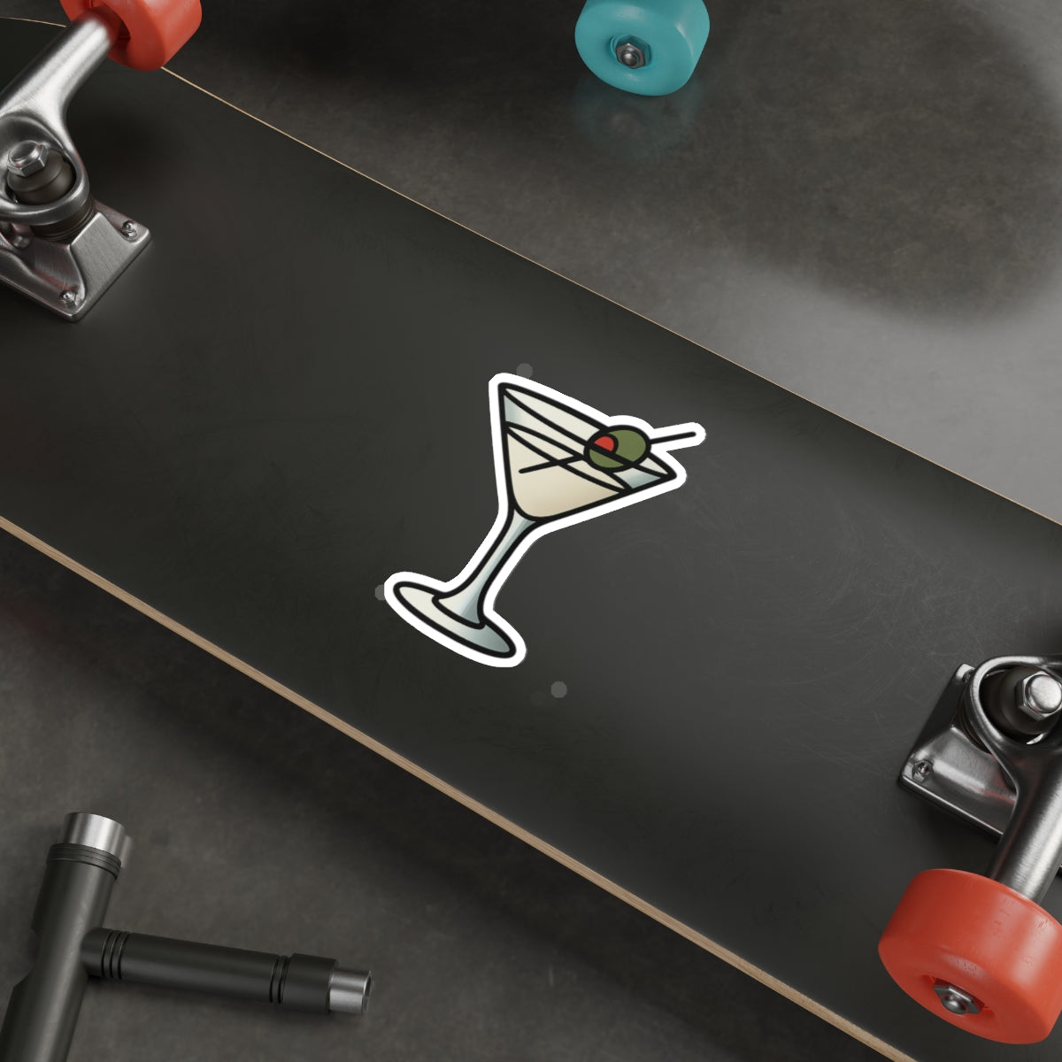 Martini Glass Sticker – Minimalist Cocktail Tattoo Style Vinyl Decal
