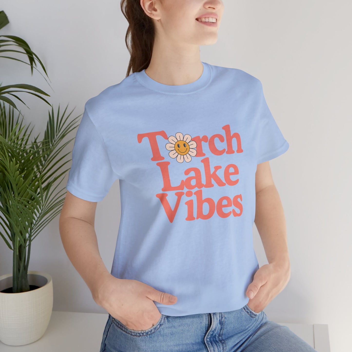 Torch Lake Vibes T-Shirt – Women’s Michigan Lake Life Tee with Floral Design, Summer Boating Shirt