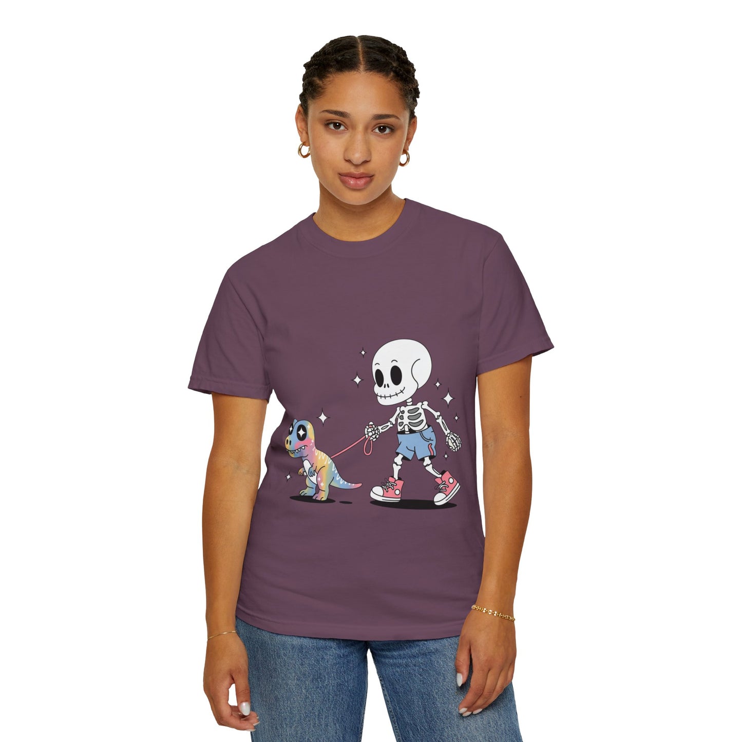 Dino Walk Tee – Skeleton Walking Rainbow Dinosaur Shirt