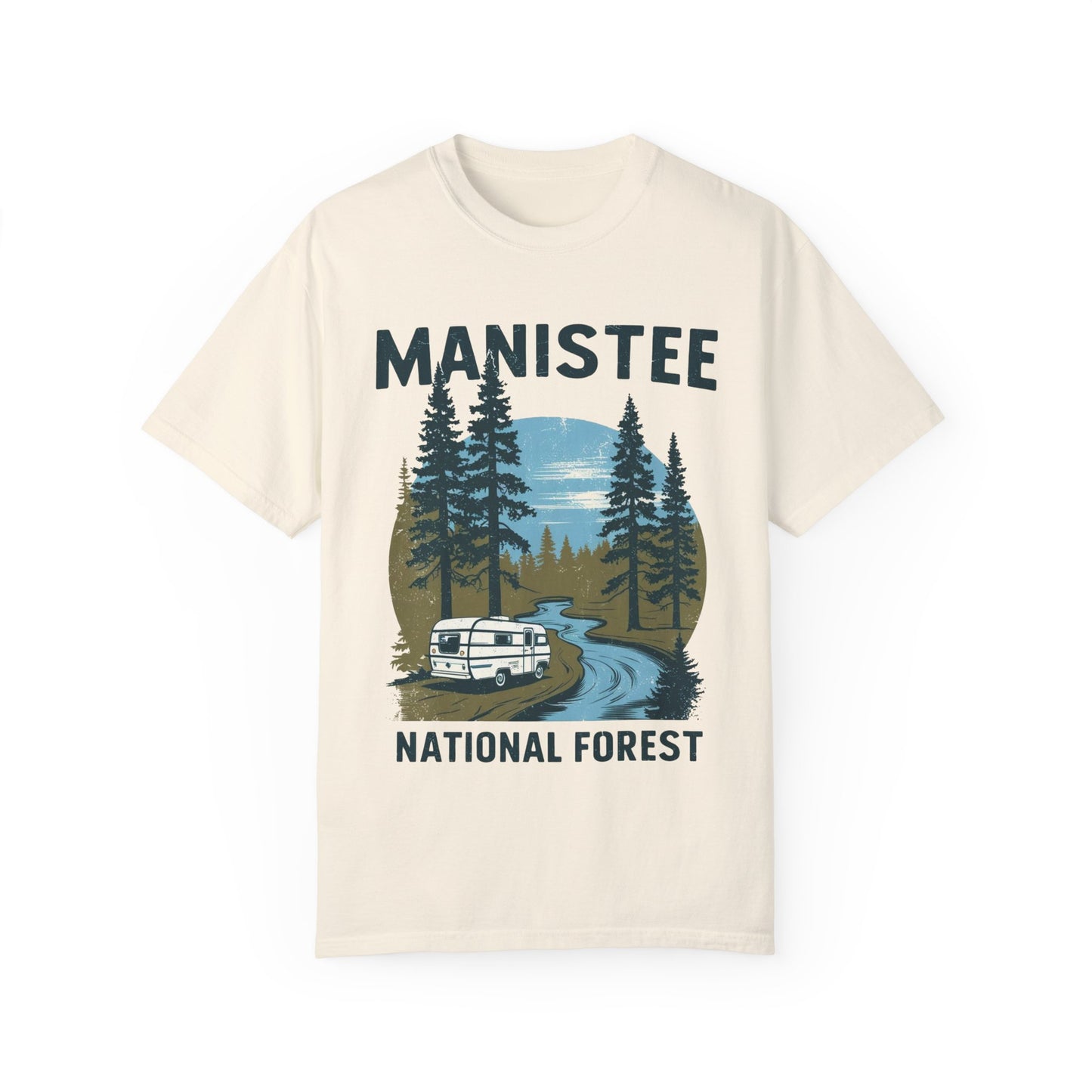 Manistee National Forest RV T-Shirt β Unisex Michigan Camping Tee with Trees & Camper Van Design