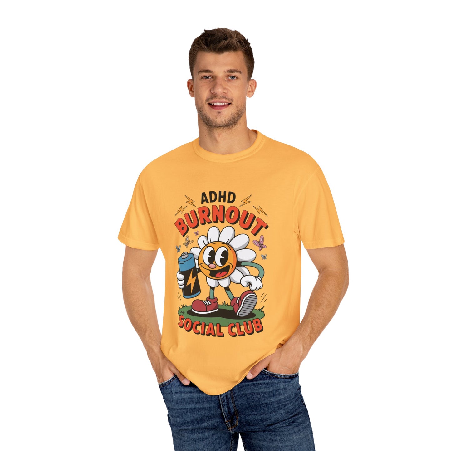 ADHD Burnout Social Club Tee – Funny Retro Flower Character Shirt