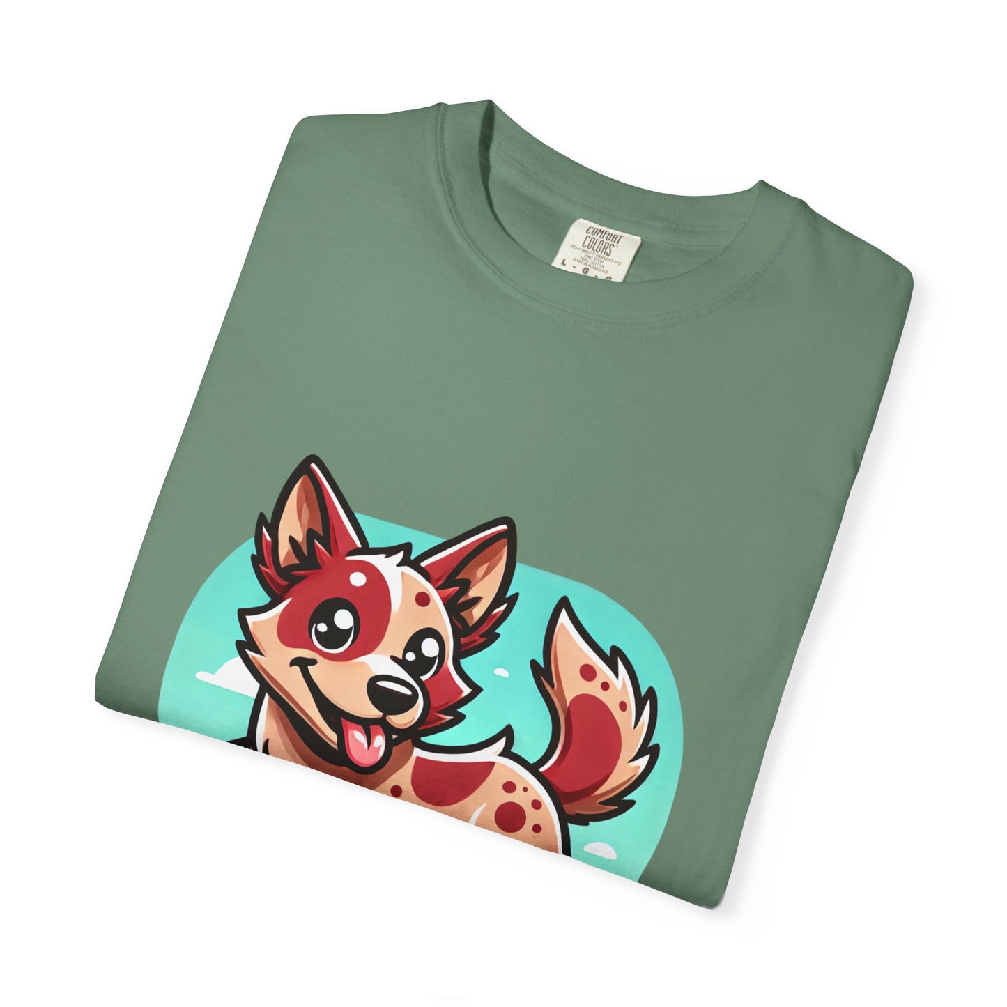 Playful Red Heeler Cartoon Dog T-Shirt – Comfort Colors Unisex Garment-Dyed Tee