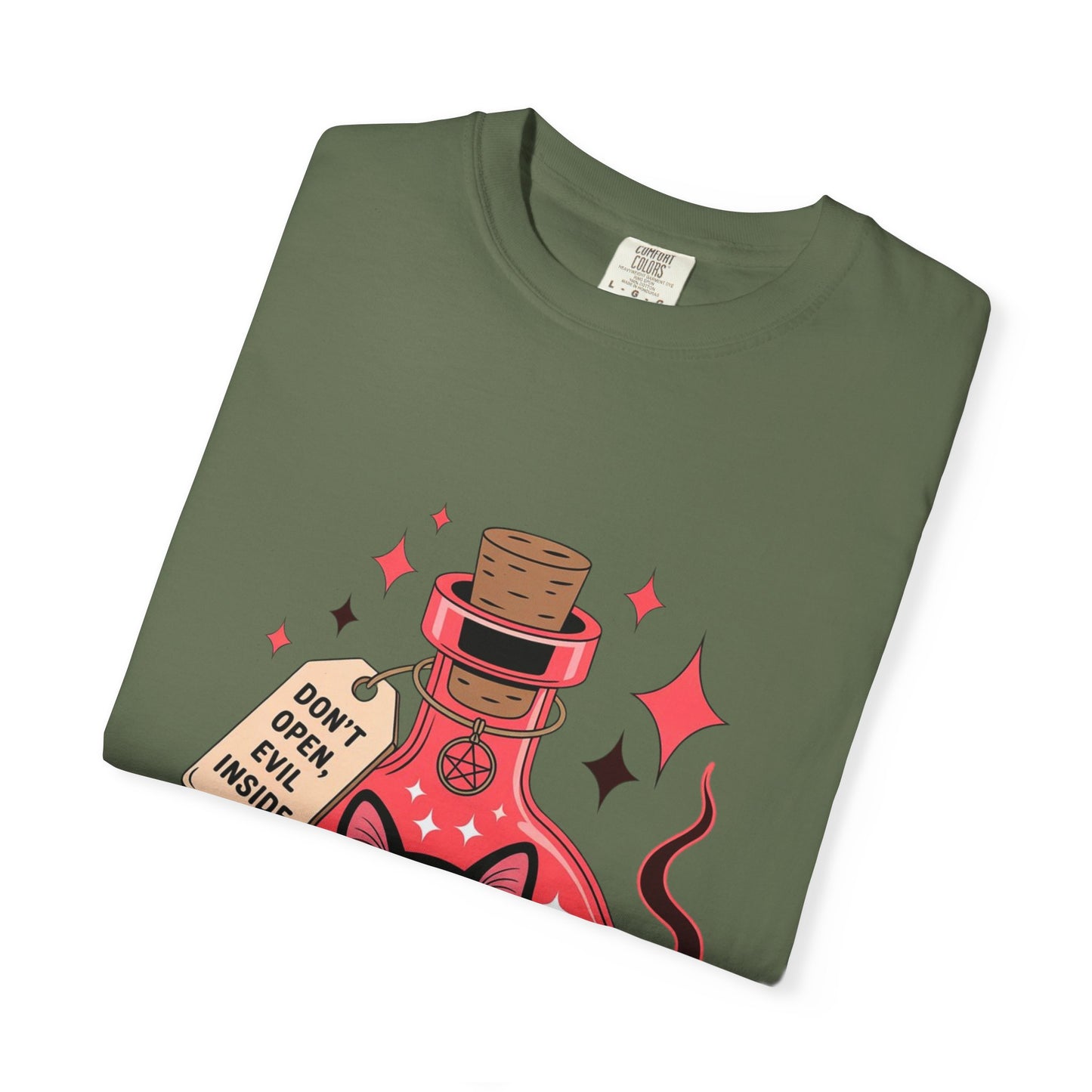 Evil Cat Potion Tee – Gothic Bottle Familiar Comfort Colors T-Shirt