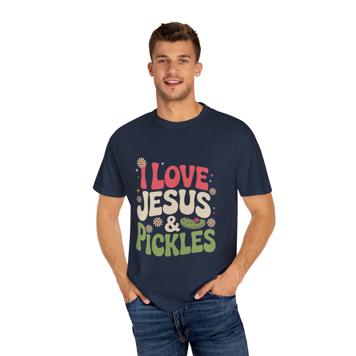 I Love Jesus & Pickles Tee – Faith Meets Flavor Comfort Colors T-Shirt