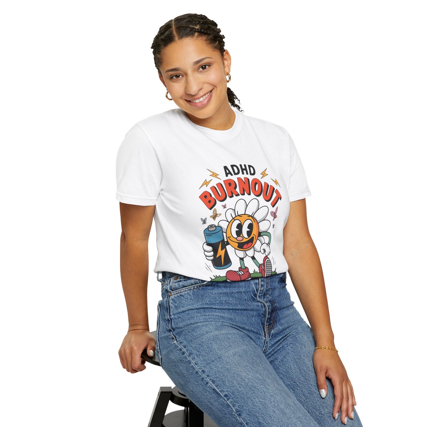ADHD Burnout Social Club Tee – Funny Retro Flower Character Shirt