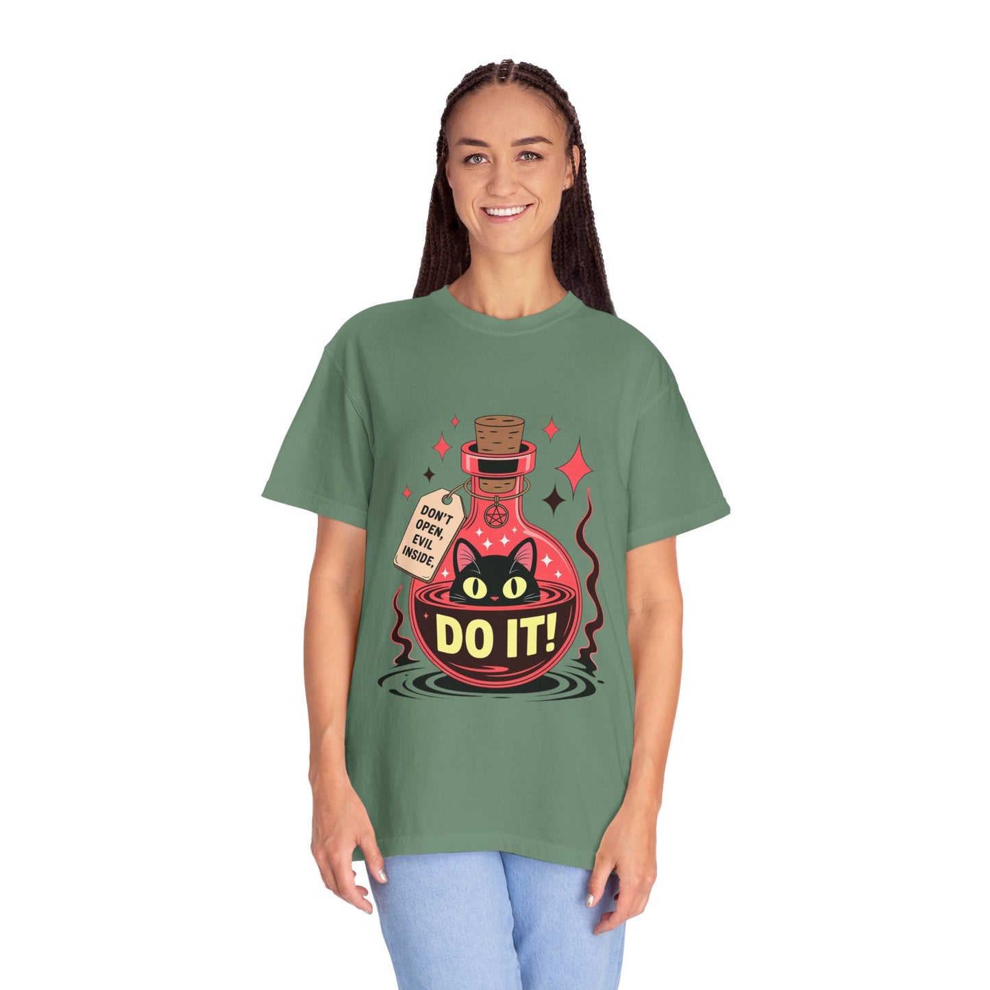 Evil Cat Potion Tee – Gothic Bottle Familiar Comfort Colors T-Shirt