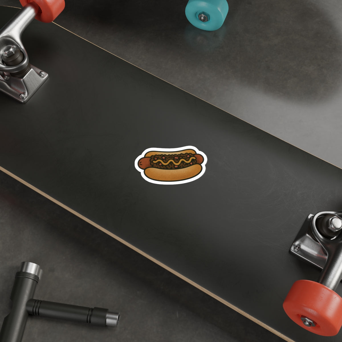 Chili Dog with Mustard Sticker – Tattoo Style Food Vinyl Decal