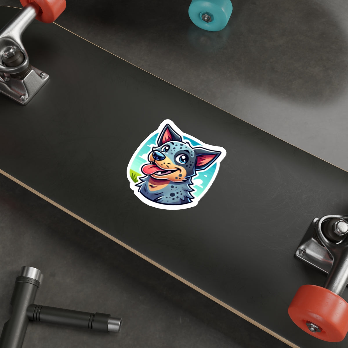 Cartoon Blue Heeler Sticker – Cute Australian Cattle Dog Vinyl Decal