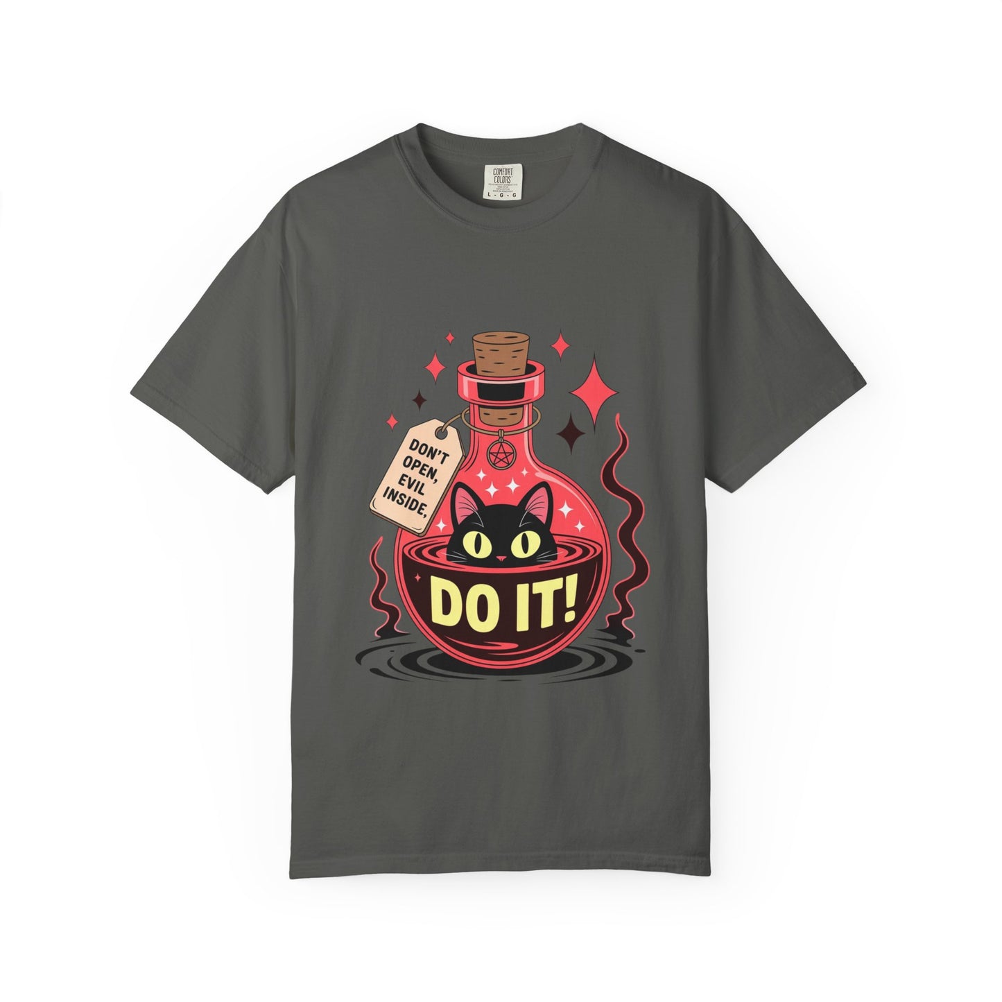 Evil Cat Potion Tee – Gothic Bottle Familiar Comfort Colors T-Shirt