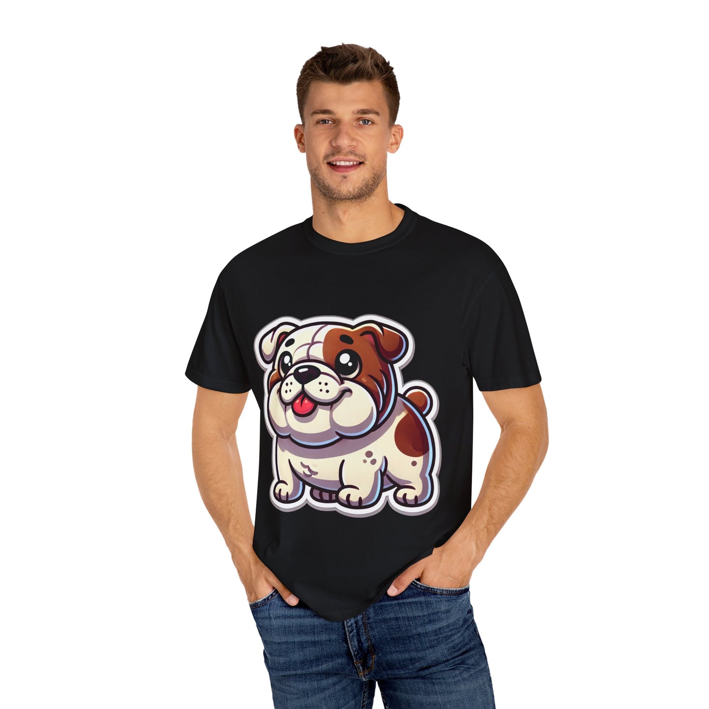 Cute English Bulldog Cartoon T-Shirt – Comfort Colors Unisex Garment-Dyed Tee