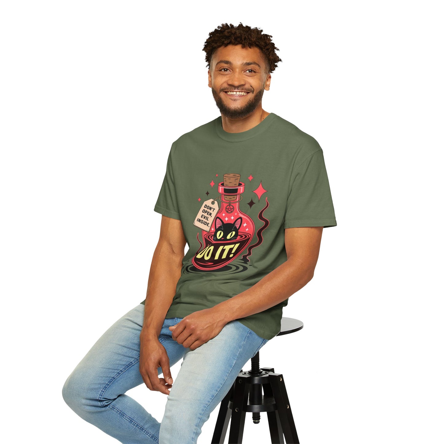 Evil Cat Potion Tee – Gothic Bottle Familiar Comfort Colors T-Shirt