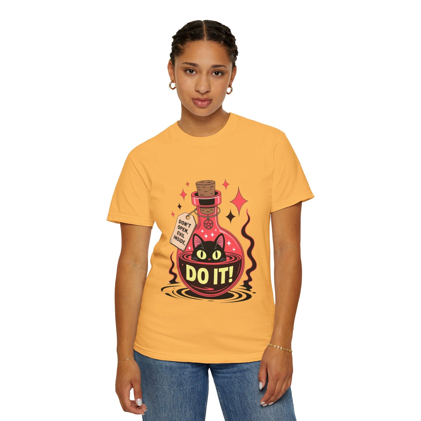 Evil Cat Potion Tee – Gothic Bottle Familiar Comfort Colors T-Shirt