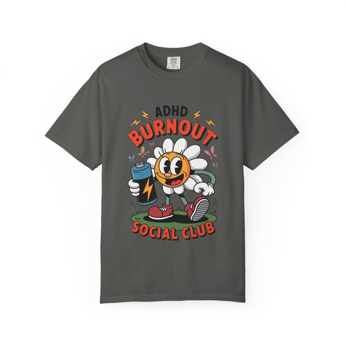 ADHD Burnout Social Club Tee – Funny Retro Flower Character Shirt