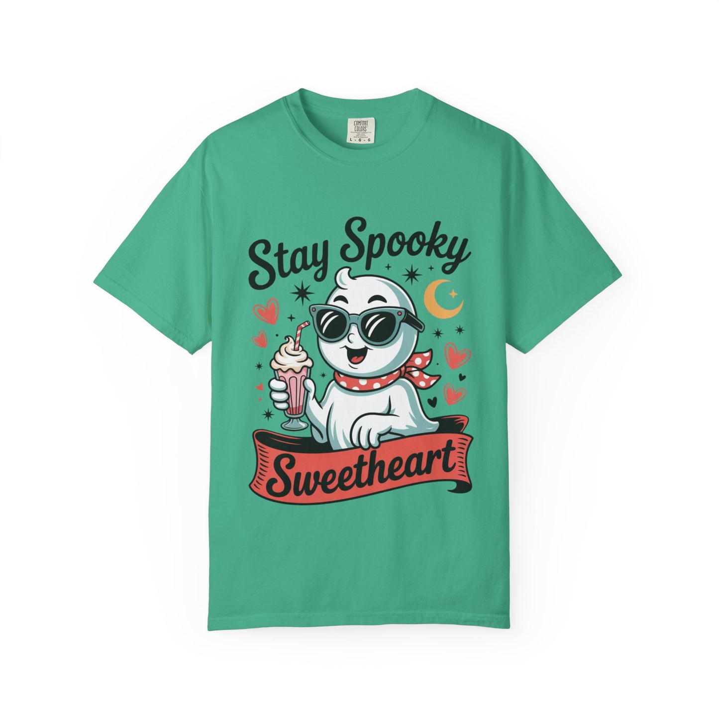 Stay Spooky Sweetheart Tee – Retro Ghost Milkshake Comfort Colors T-Shirt