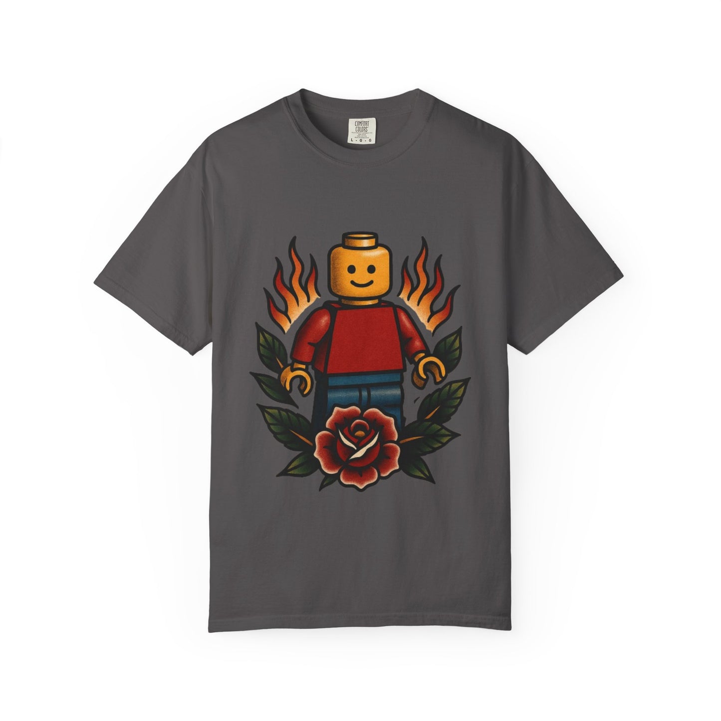 Lego Flame Rose Tattoo Tee – Comfort Colors Unisex Garment-Dyed T-Shirt