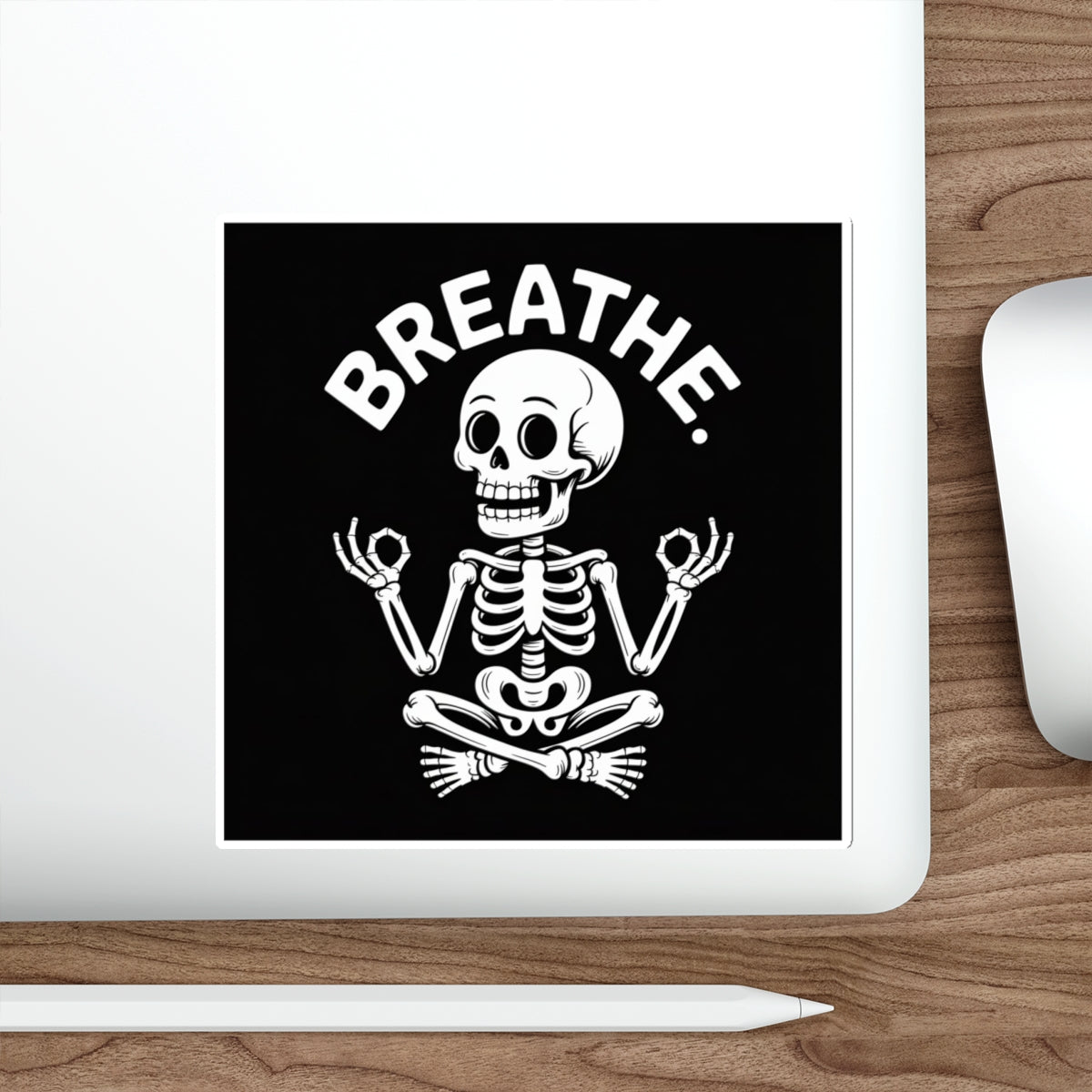 Breathe Skeleton Yoga Sticker – Die-Cut Vinyl Sticker