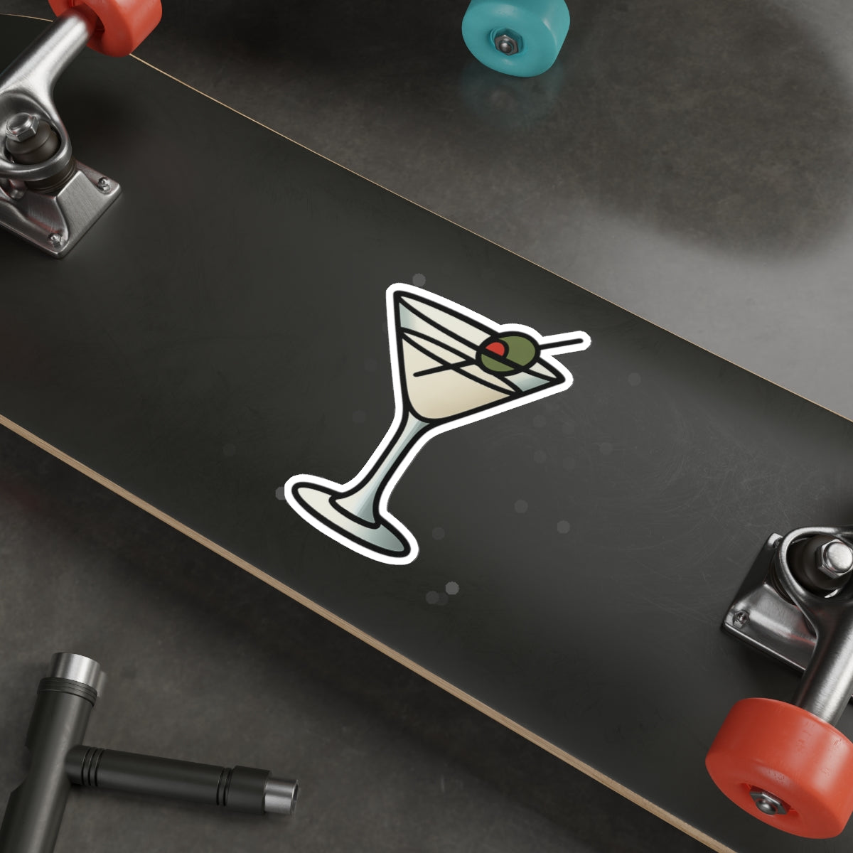 Martini Glass Sticker – Minimalist Cocktail Tattoo Style Vinyl Decal