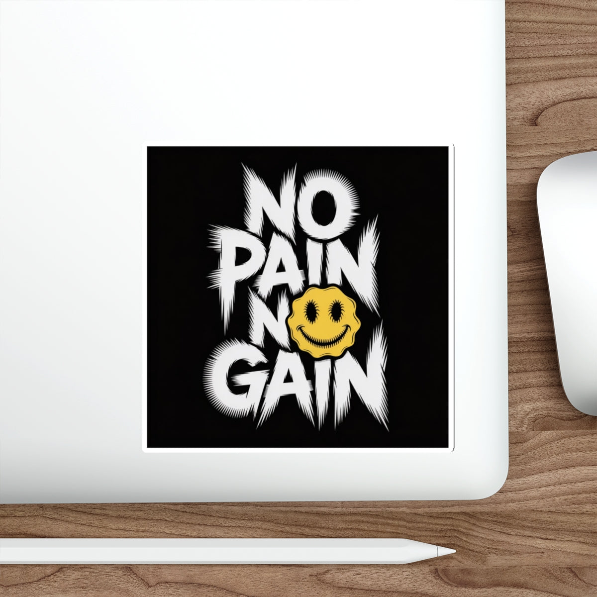 No Pain No Gain Smiley Sticker – Die-Cut Vinyl Sticker