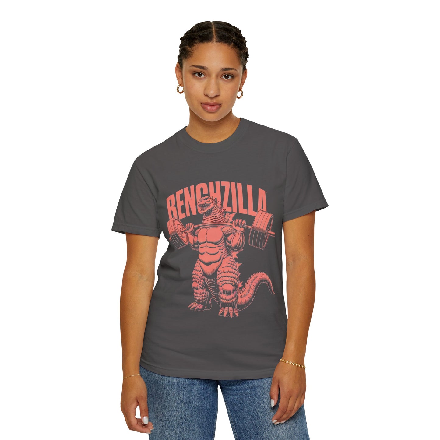 Benchzilla Gym Tee – Godzilla Lifting Parody Shirt