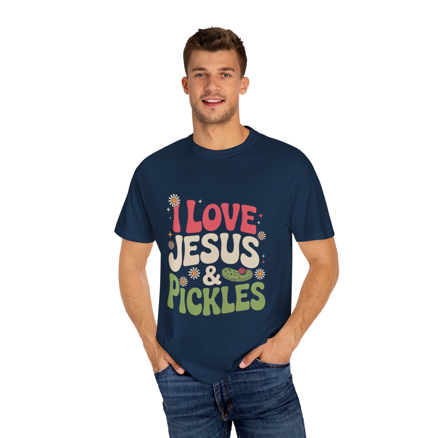 I Love Jesus & Pickles Tee – Faith Meets Flavor Comfort Colors T-Shirt