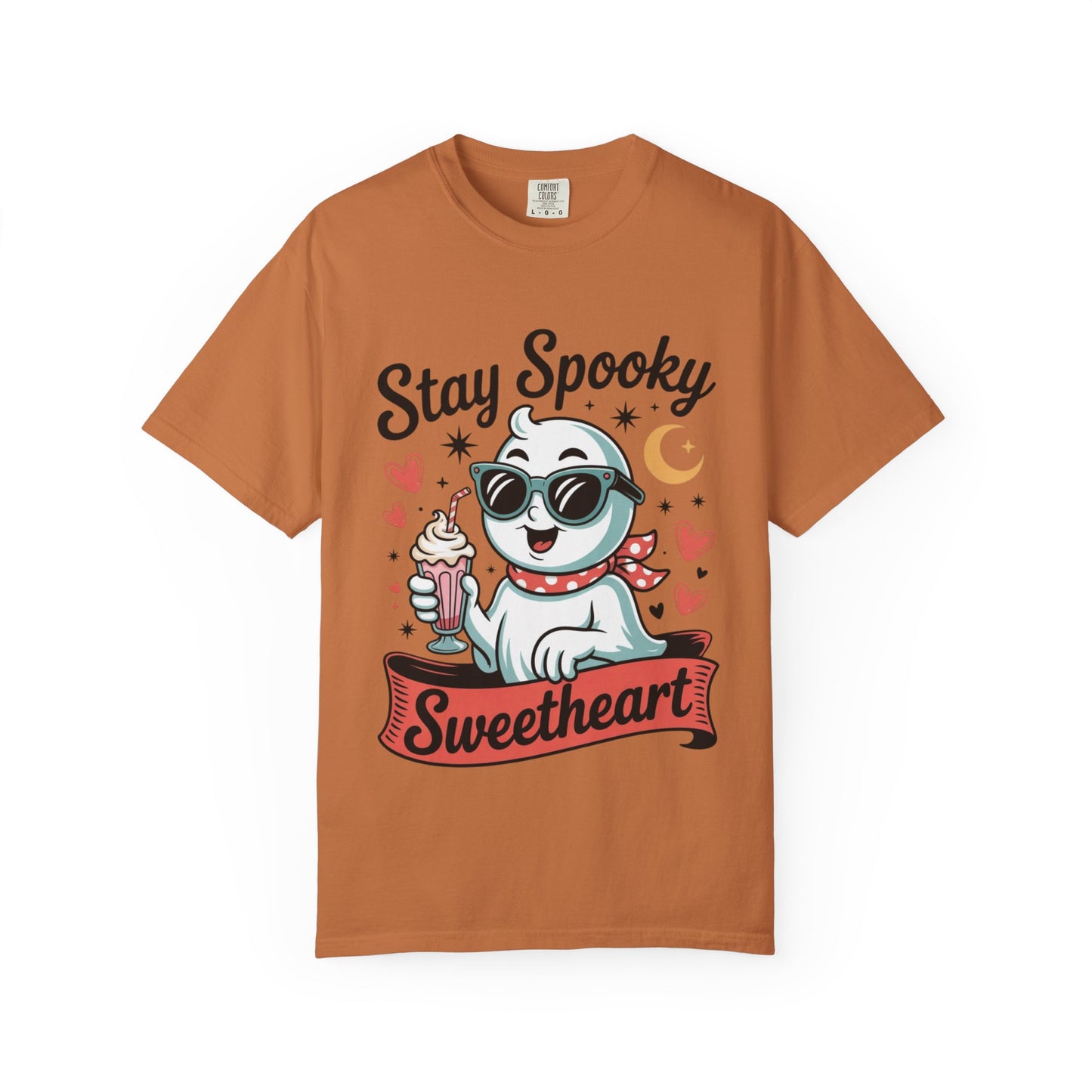 Stay Spooky Sweetheart Tee – Retro Ghost Milkshake Comfort Colors T-Shirt