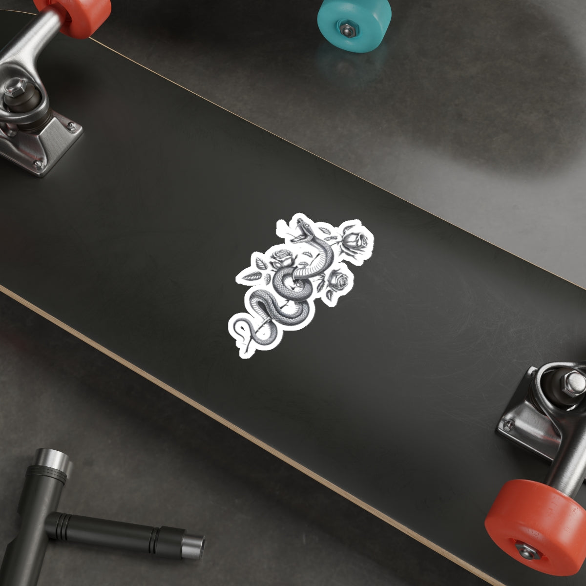 Snake and Rose Sticker – Die-Cut Vinyl Sticker