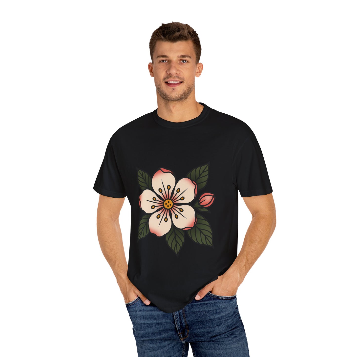 Traditional Blossom Tattoo Tee – Comfort Colors Unisex Garment-Dyed T-Shirt