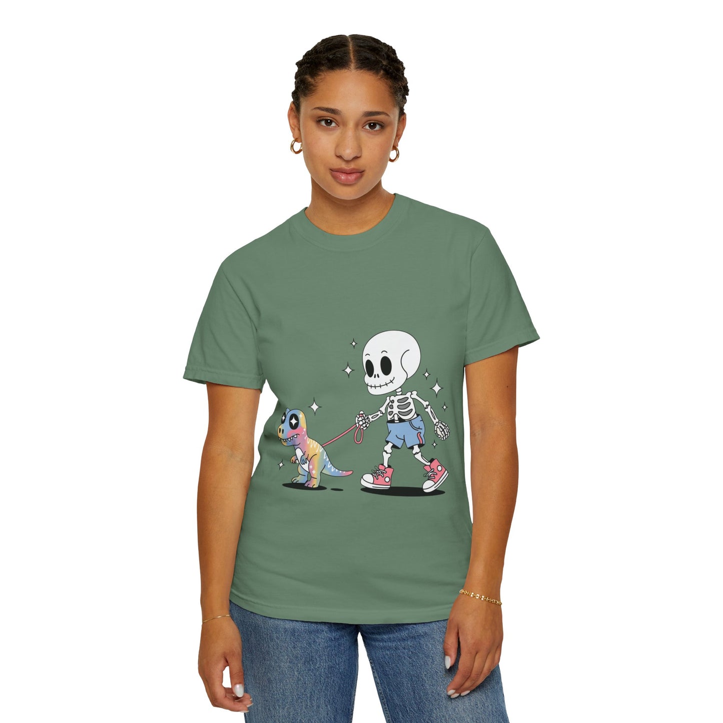 Dino Walk Tee – Skeleton Walking Rainbow Dinosaur Shirt