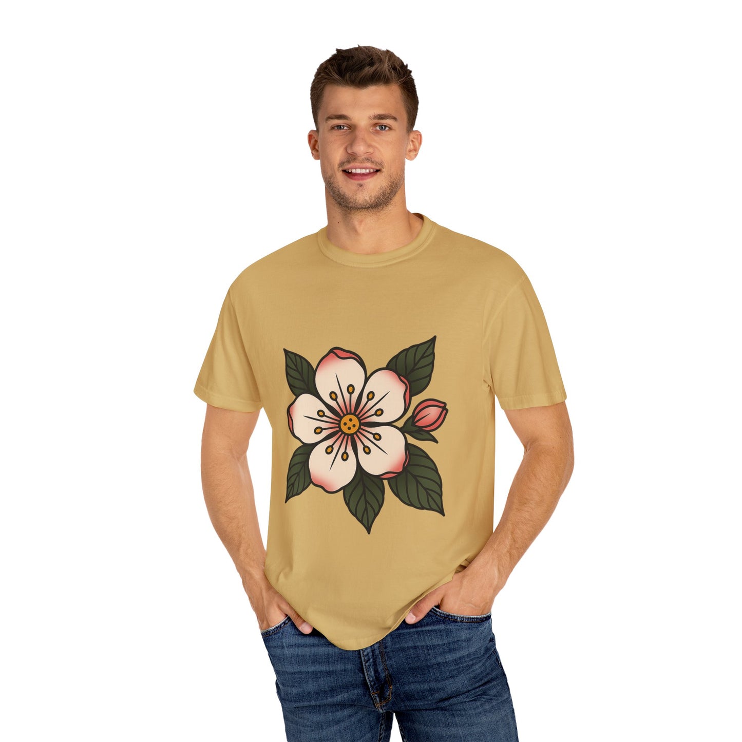 Traditional Blossom Tattoo Tee – Comfort Colors Unisex Garment-Dyed T-Shirt