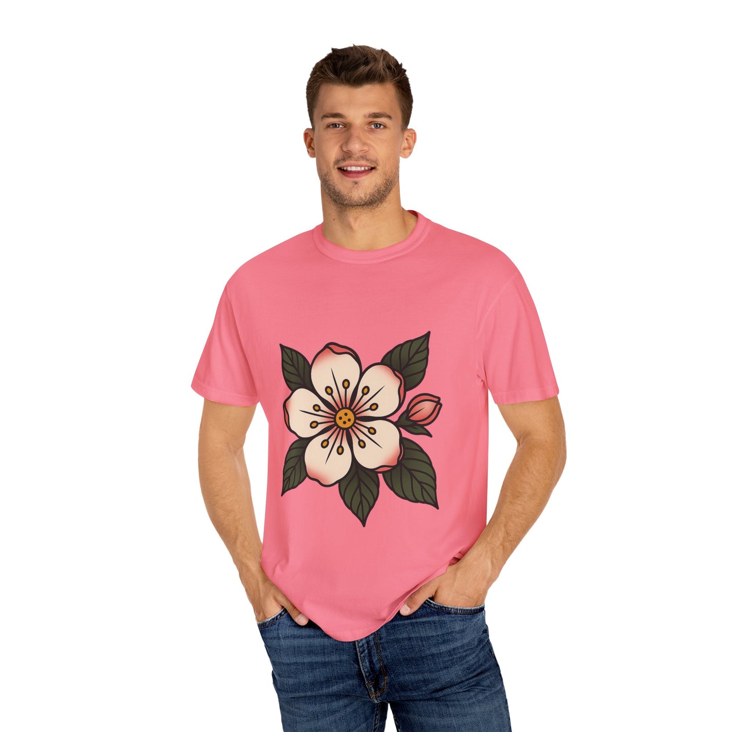Traditional Blossom Tattoo Tee – Comfort Colors Unisex Garment-Dyed T-Shirt