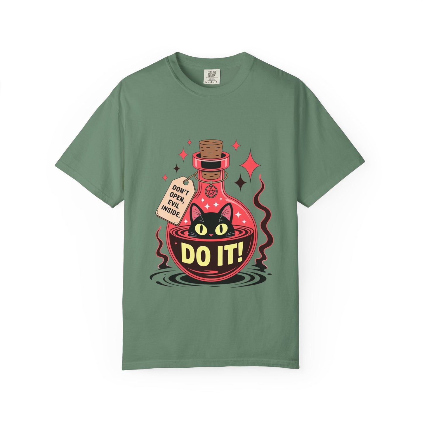 Evil Cat Potion Tee – Gothic Bottle Familiar Comfort Colors T-Shirt