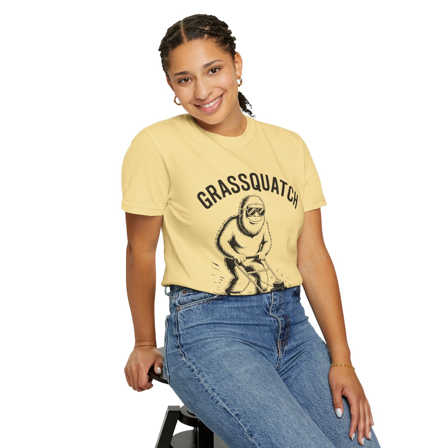 Grassquatch Lawn Mowing Tee – Funny Bigfoot Yardwork Shirt