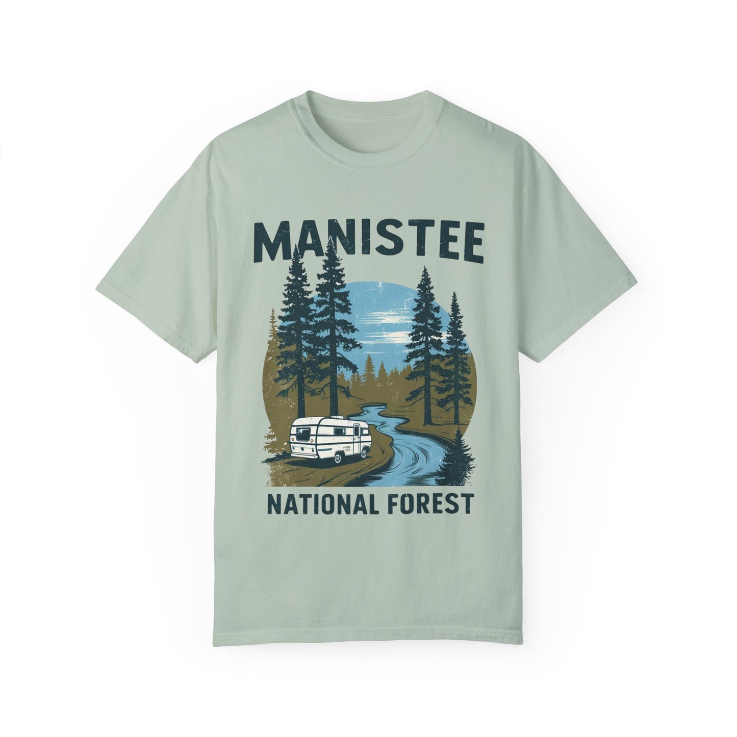 Manistee National Forest RV T-Shirt β Unisex Michigan Camping Tee with Trees & Camper Van Design