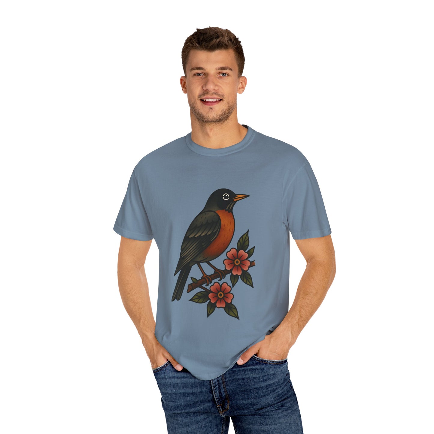 Robin & Wildflower Tattoo Tee – Comfort Colors Unisex Garment-Dyed T-Shirt