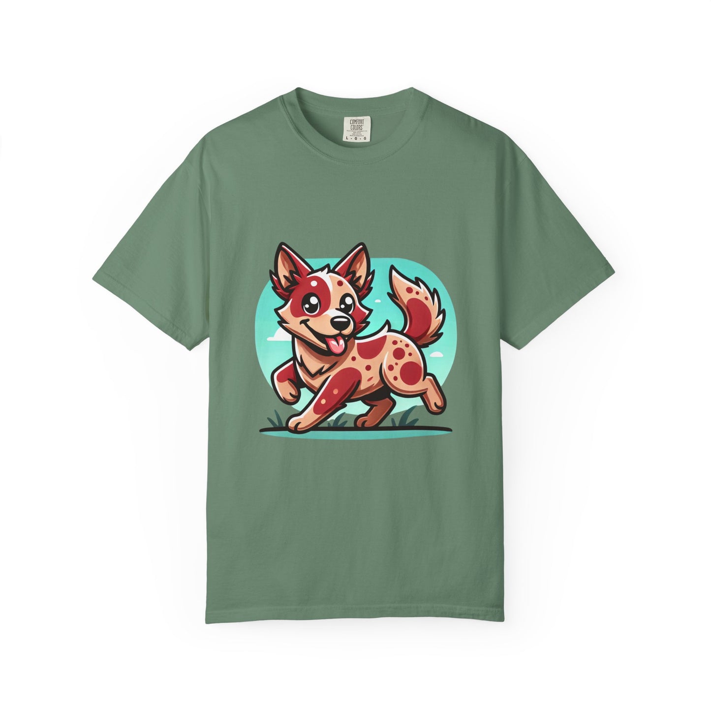 Playful Red Heeler Cartoon Dog T-Shirt – Comfort Colors Unisex Garment-Dyed Tee