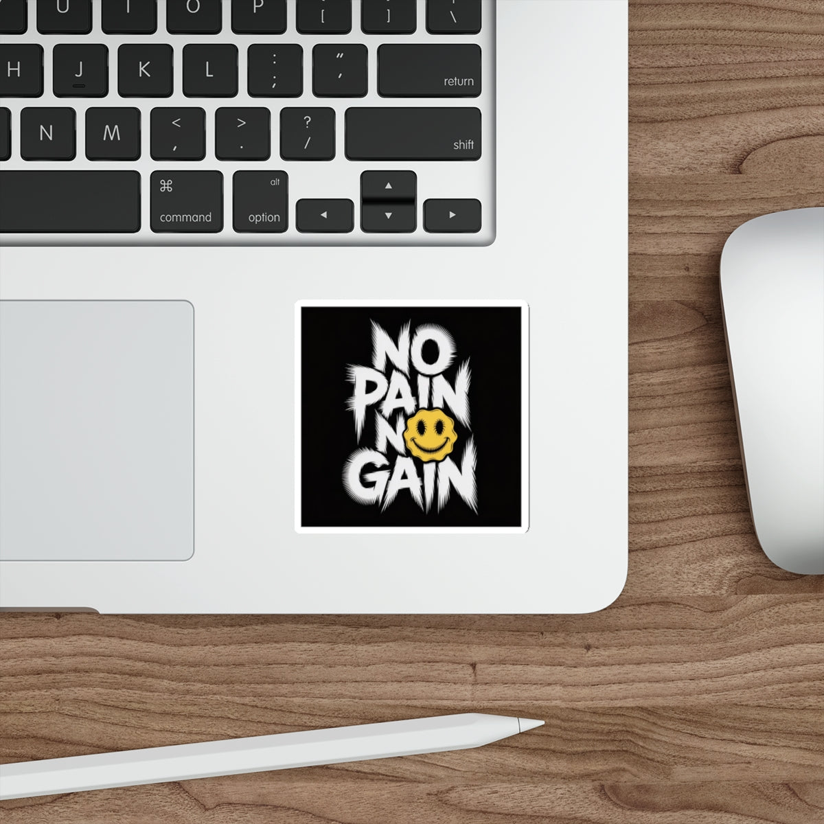 No Pain No Gain Smiley Sticker – Die-Cut Vinyl Sticker