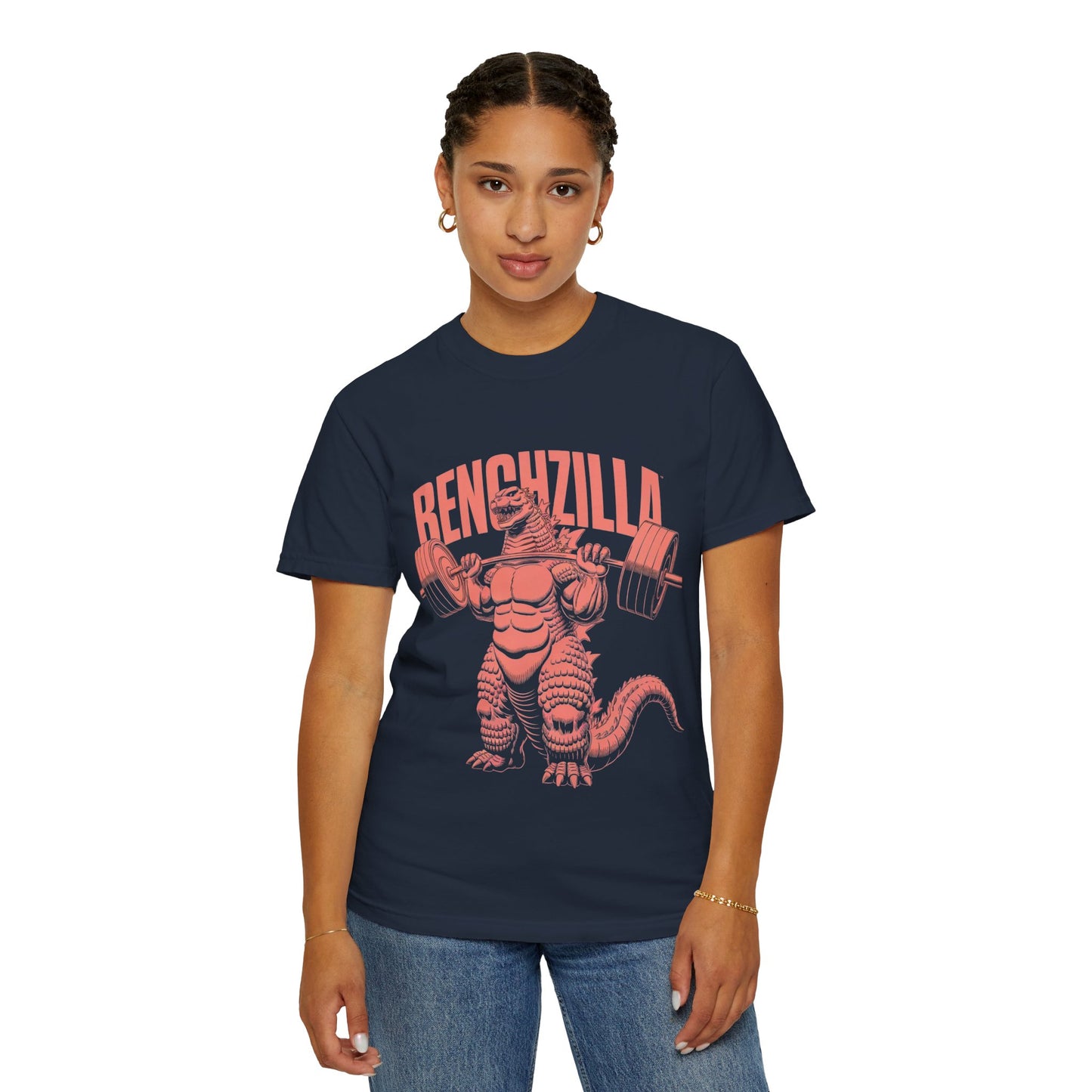 Benchzilla Gym Tee – Godzilla Lifting Parody Shirt