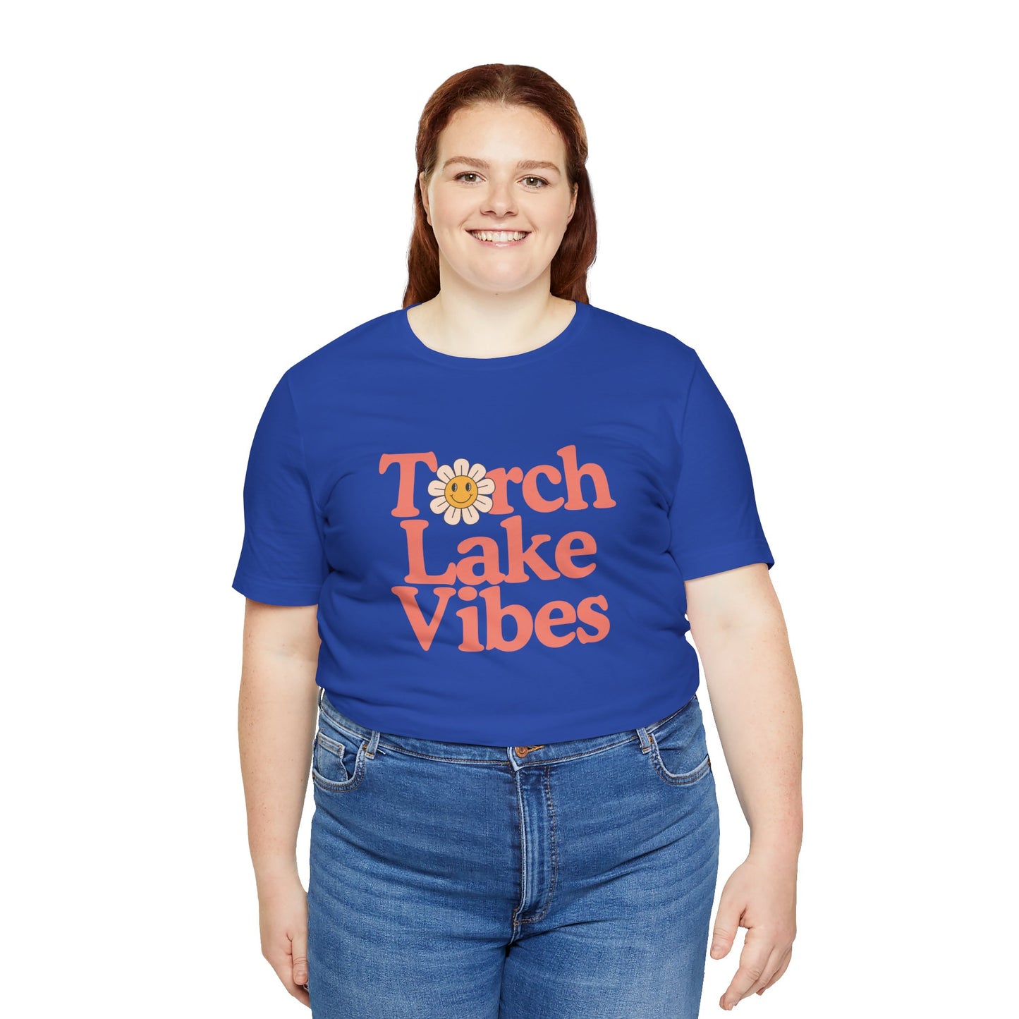 Torch Lake Vibes T-Shirt – Women’s Michigan Lake Life Tee with Floral Design, Summer Boating Shirt