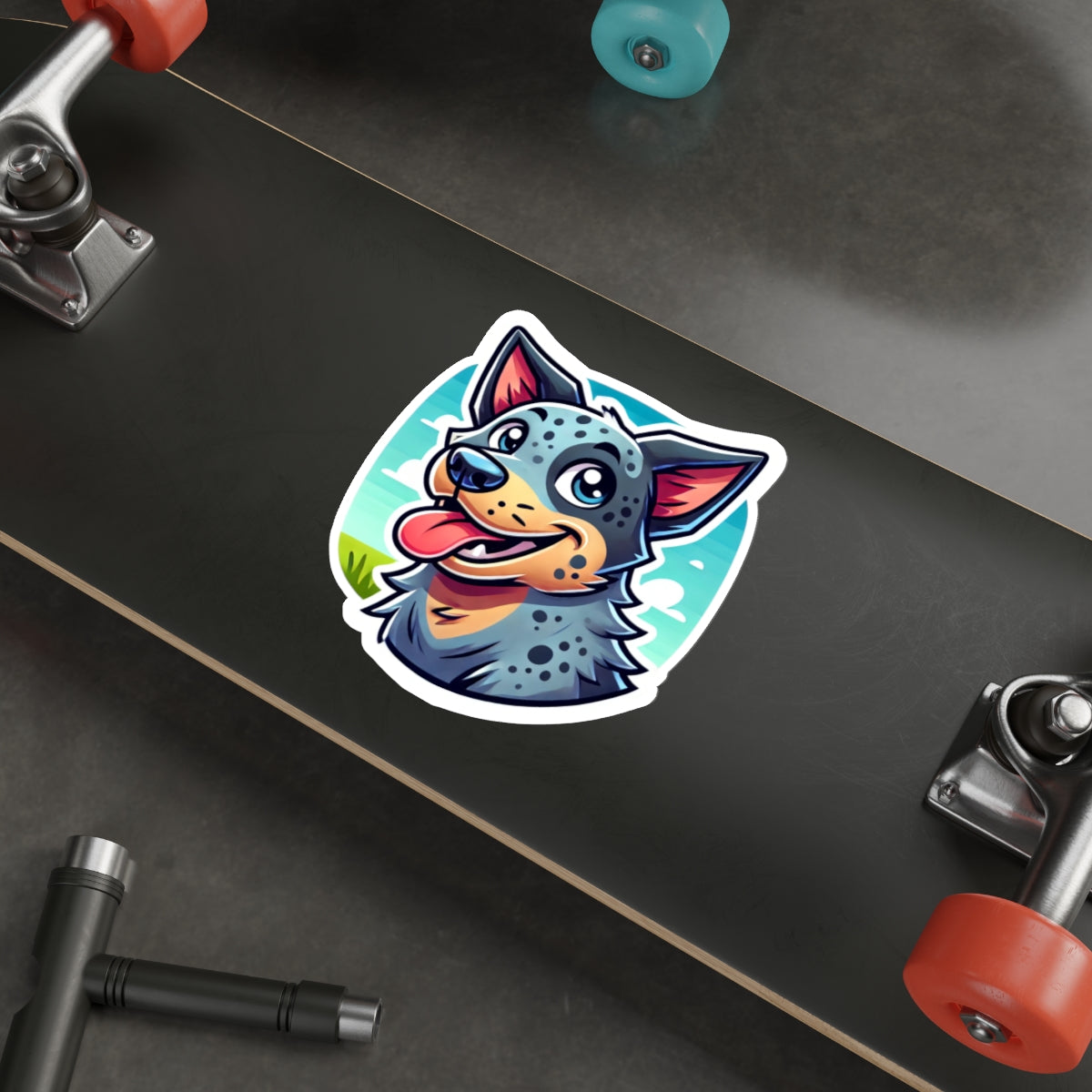Cartoon Blue Heeler Sticker – Cute Australian Cattle Dog Vinyl Decal