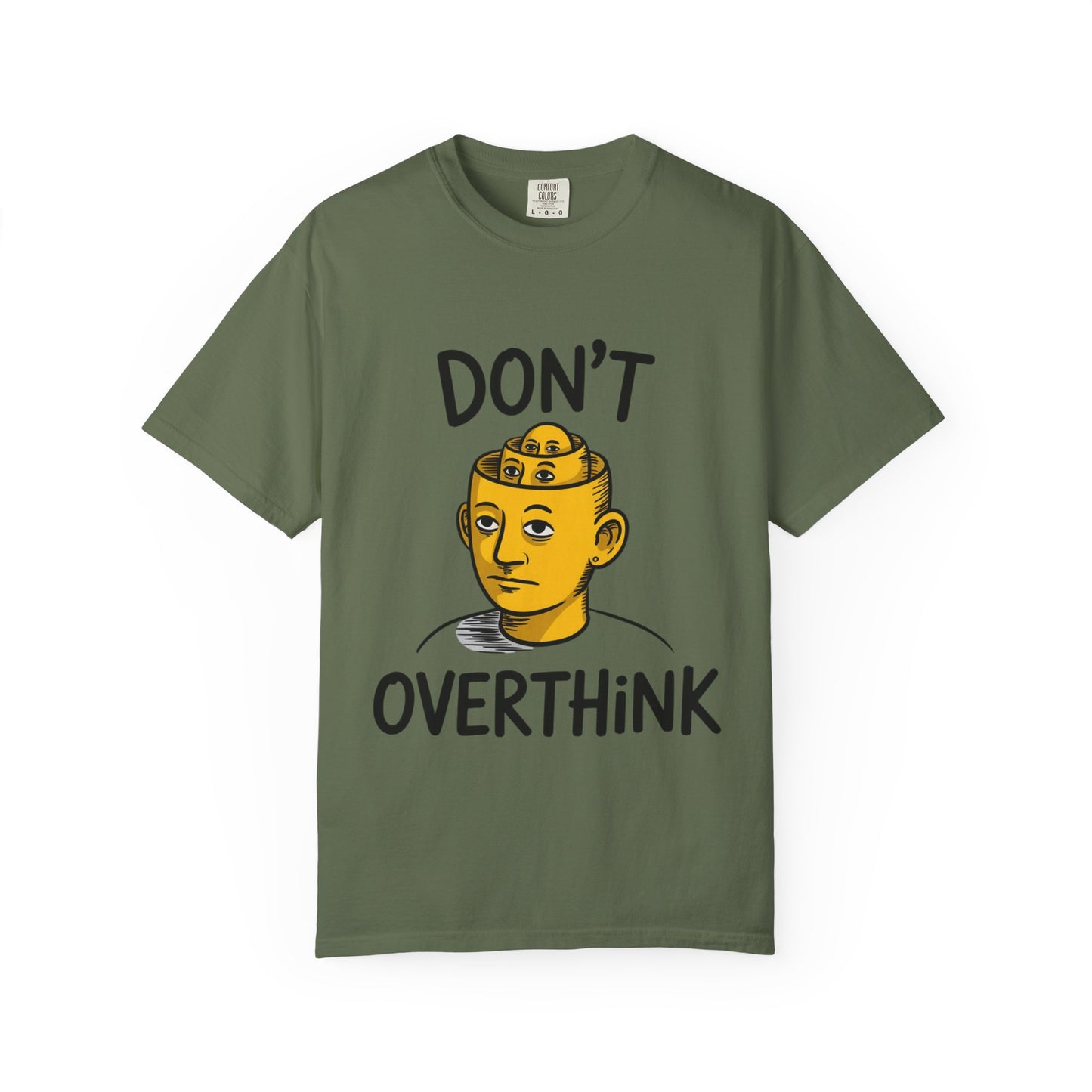 Don’t Overthink It Tee – Surreal Head Illustration Shirt