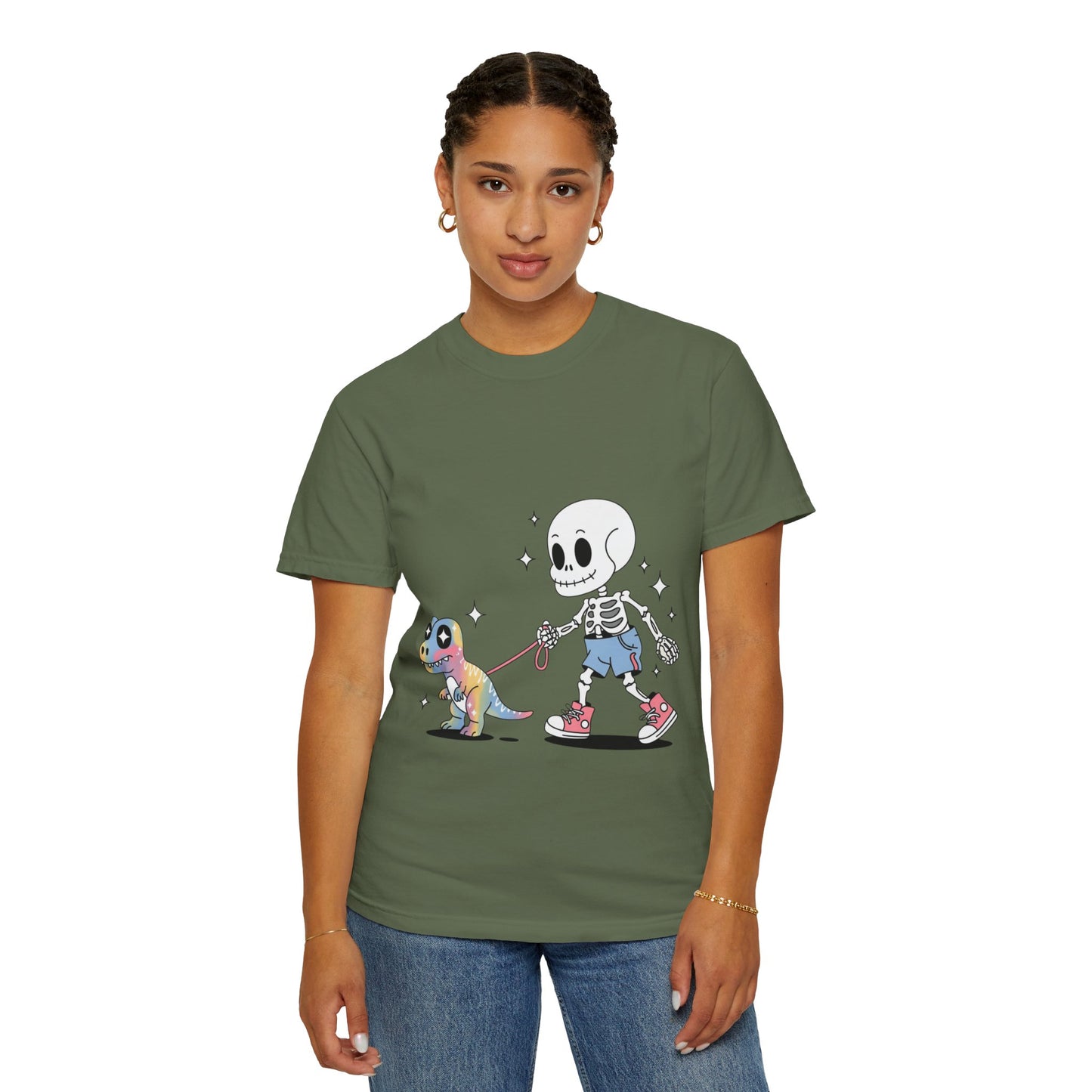 Dino Walk Tee – Skeleton Walking Rainbow Dinosaur Shirt