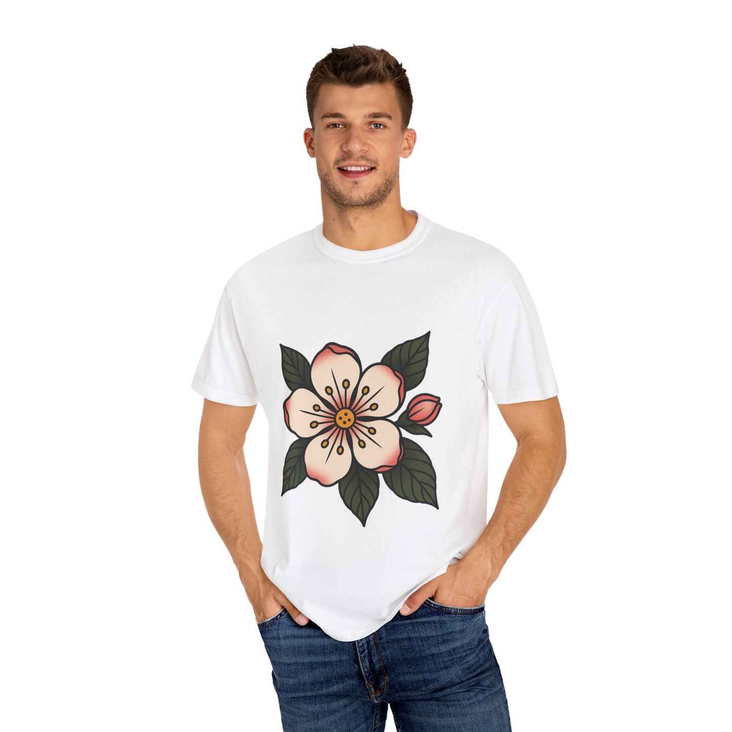 Traditional Blossom Tattoo Tee – Comfort Colors Unisex Garment-Dyed T-Shirt