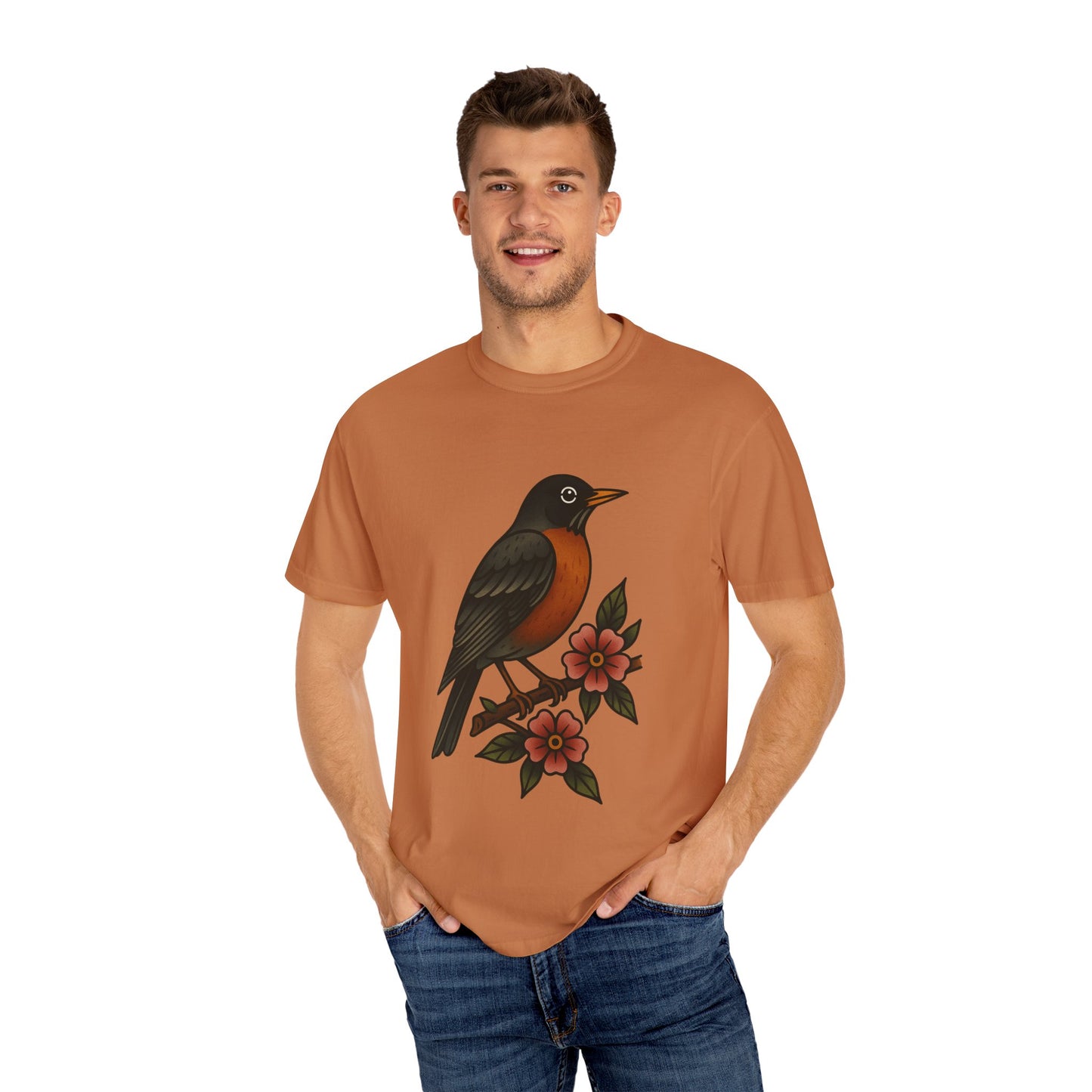 Robin & Wildflower Tattoo Tee – Comfort Colors Unisex Garment-Dyed T-Shirt