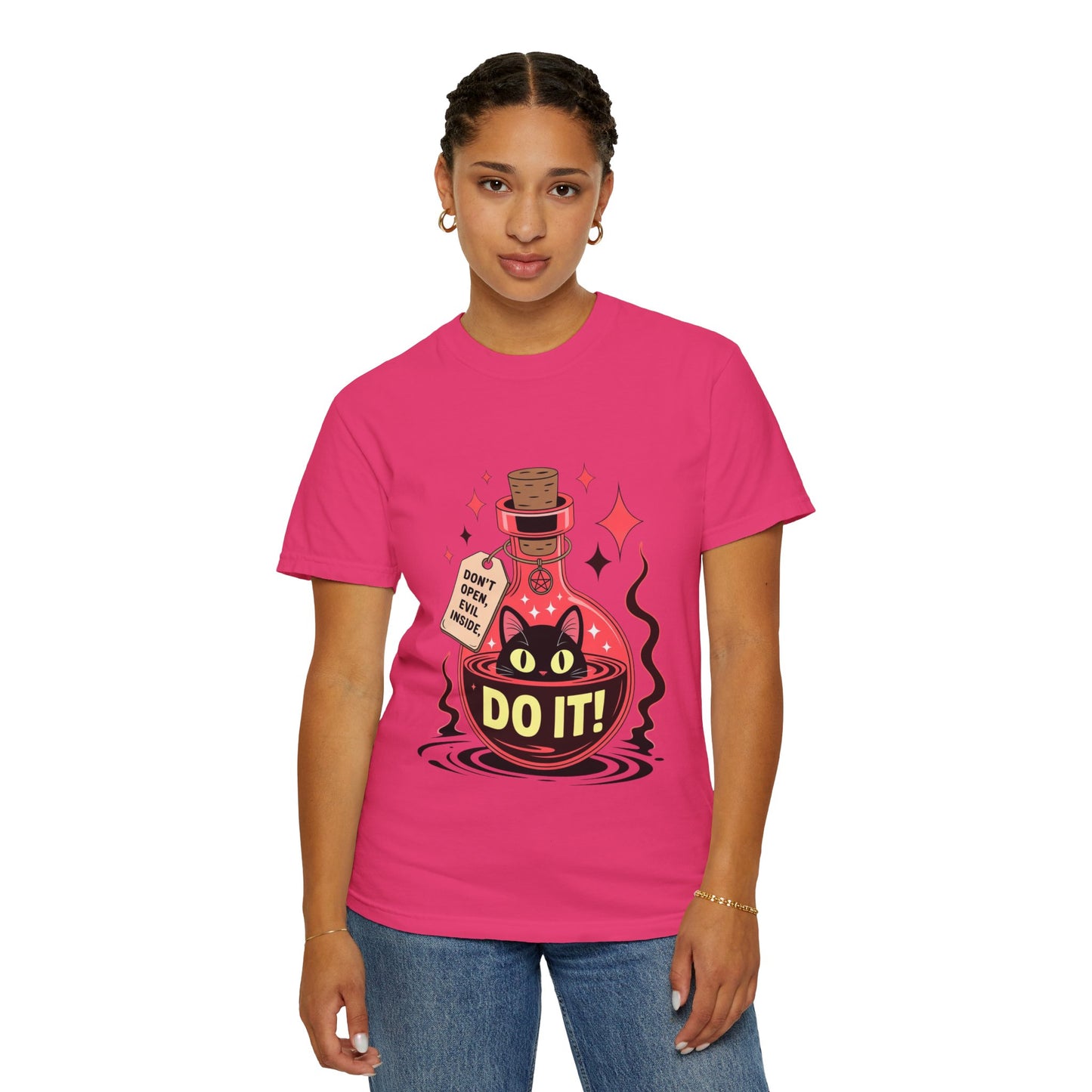 Evil Cat Potion Tee – Gothic Bottle Familiar Comfort Colors T-Shirt