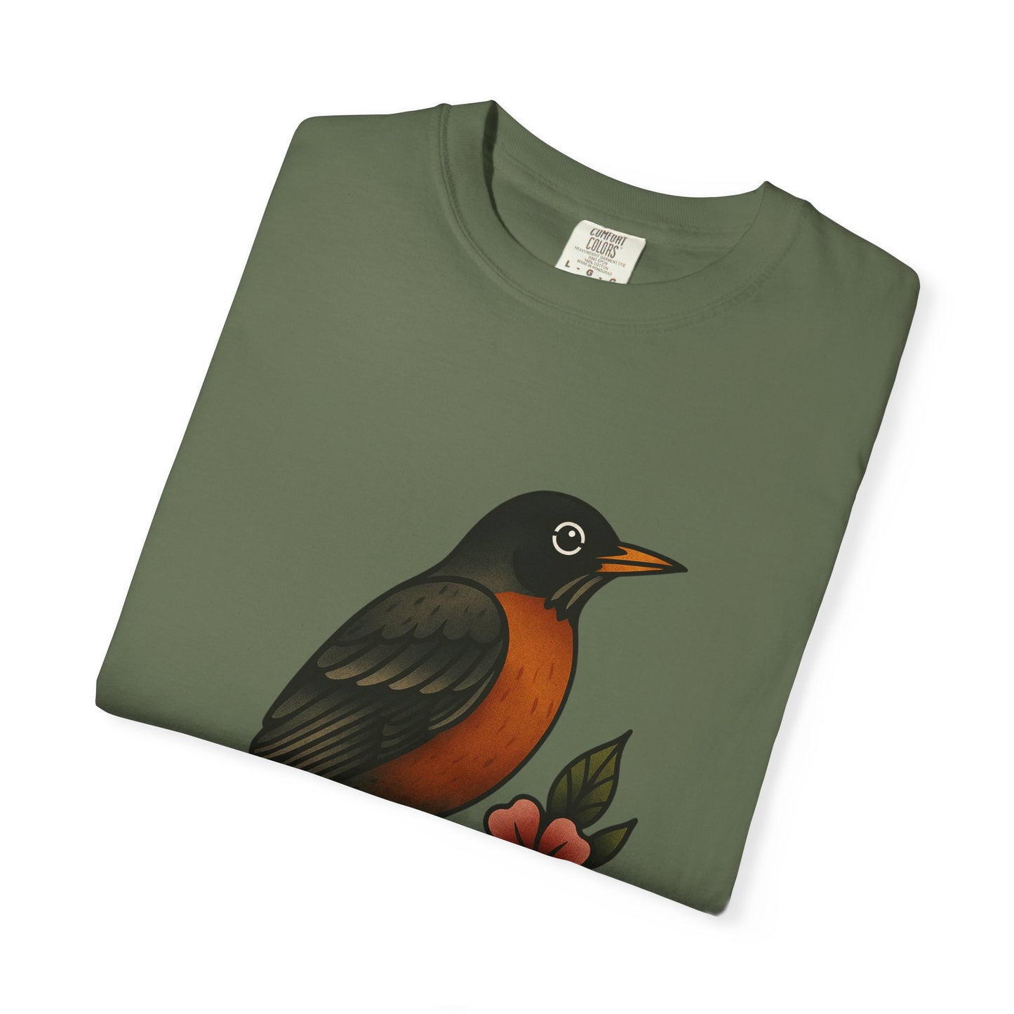 Robin & Wildflower Tattoo Tee – Comfort Colors Unisex Garment-Dyed T-Shirt
