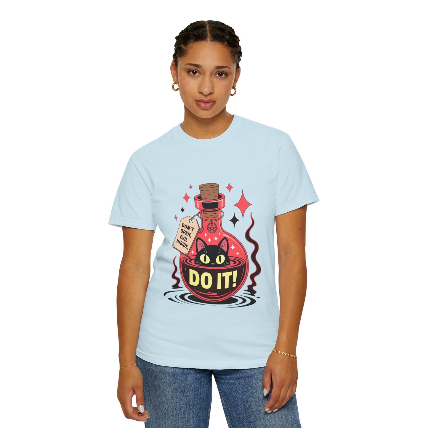 Evil Cat Potion Tee – Gothic Bottle Familiar Comfort Colors T-Shirt
