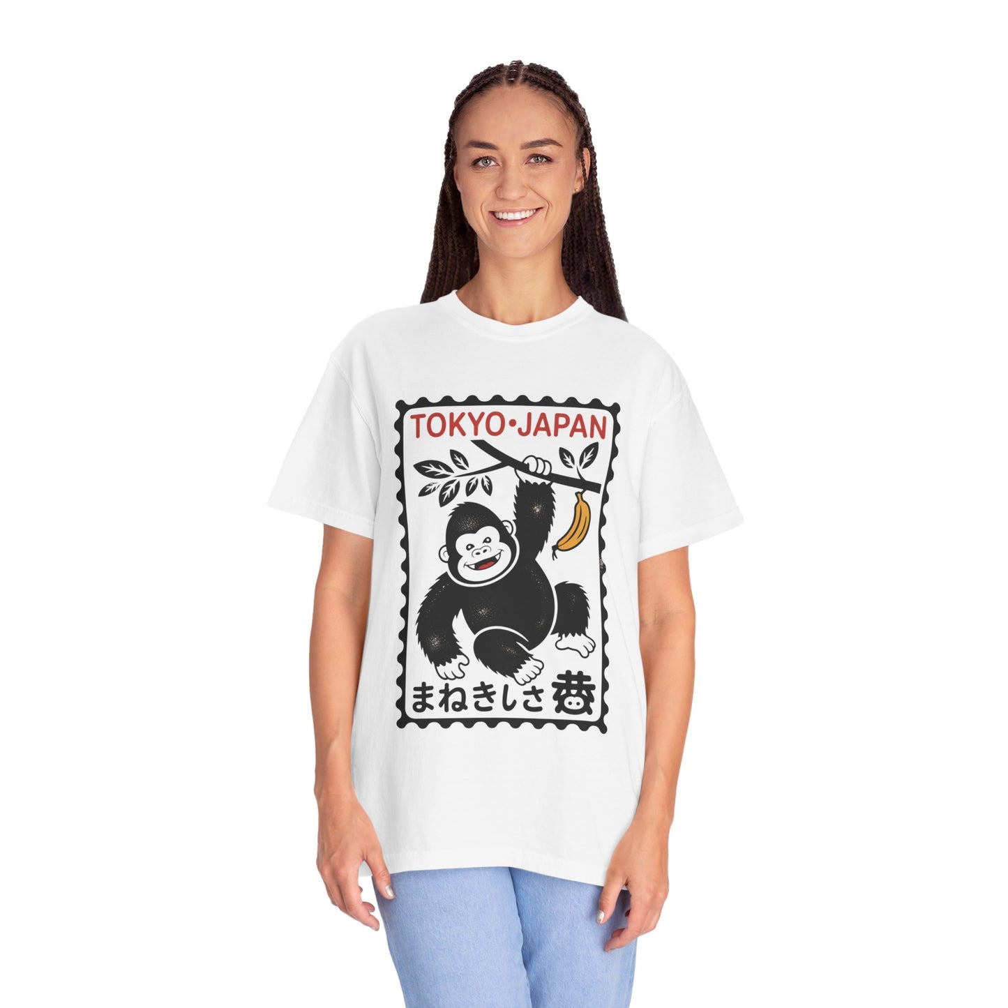 Tokyo Banana Gorilla Tee – Japanese Stamp-Inspired Comfort Colors T-Shirt