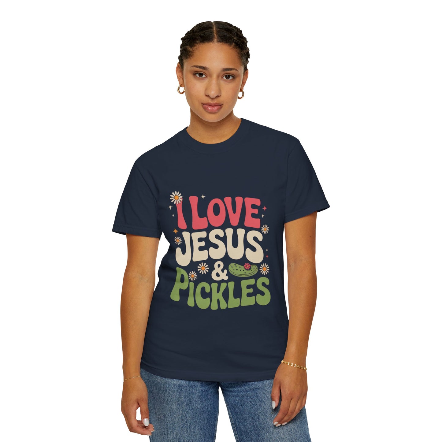 I Love Jesus & Pickles Tee – Faith Meets Flavor Comfort Colors T-Shirt